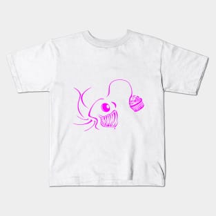 Hot Pink Cupcake Carnage Lanternfish Design Kids T-Shirt